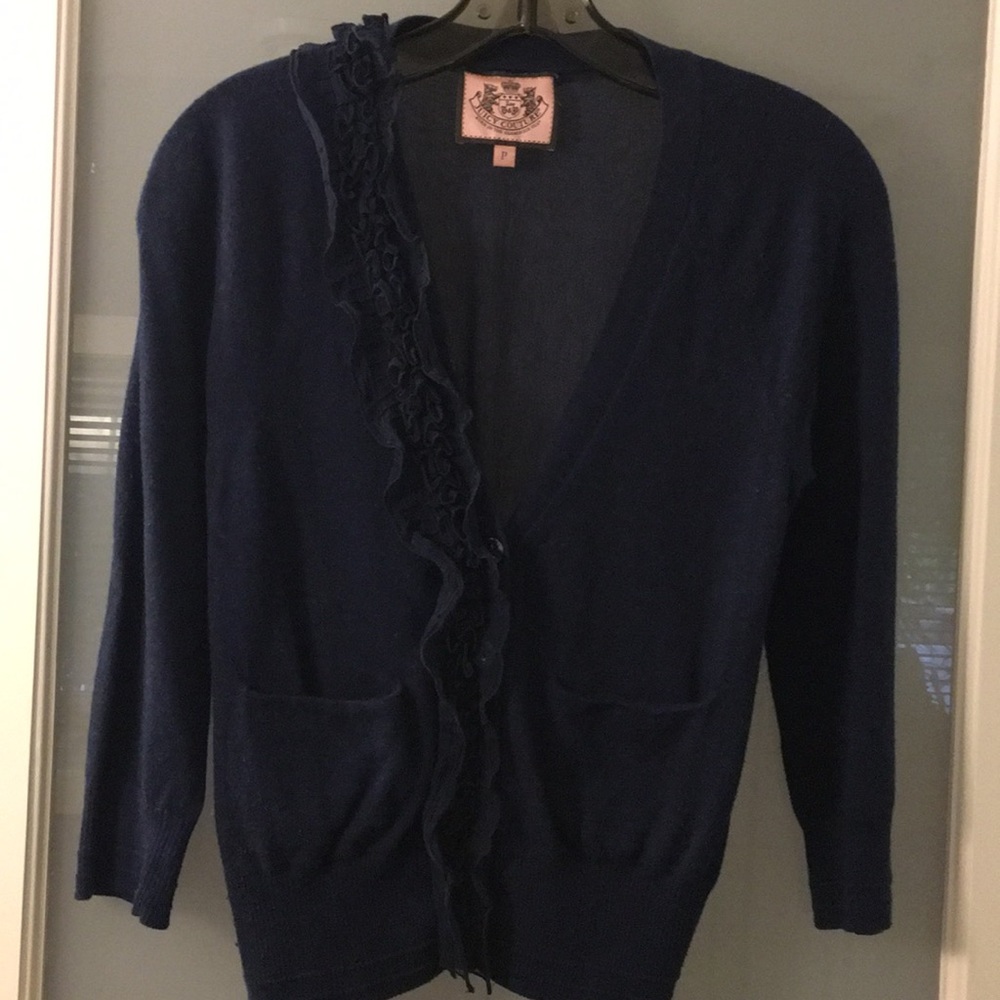 Cashmere and chiffon navy blue cardigan, size P